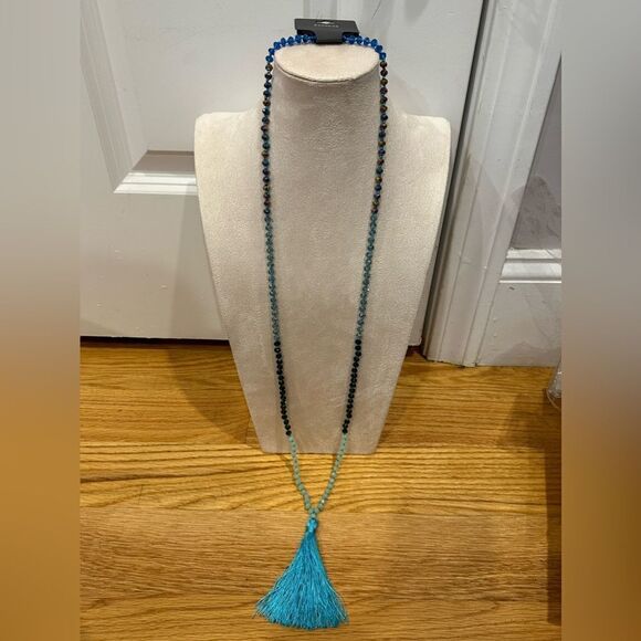 Express crystal beaded long tassel boho necklace - Picture 5 of 5